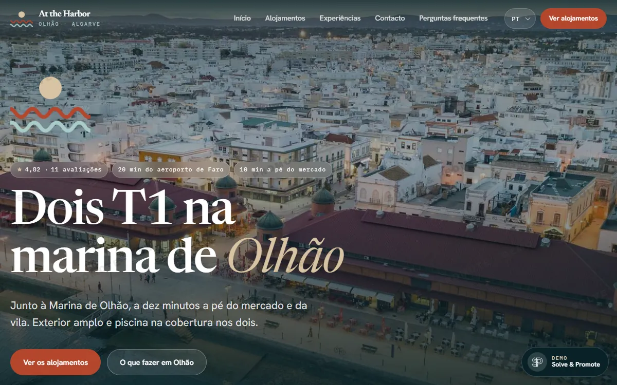 At the Harbor — pré-visualização do site criado pela Solve & Promote